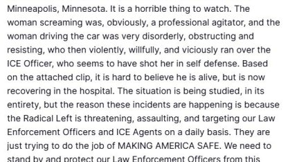 Trump’tan Göçmenlik ve Gümrük Muhafaza Dairesi ajanlarının bir kadını vurarak öldürmesi ile ilgili açıklama
