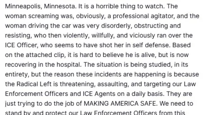 Trump’tan Göçmenlik ve Gümrük Muhafaza Dairesi ajanlarının bir kadını vurarak öldürmesi ile ilgili açıklama