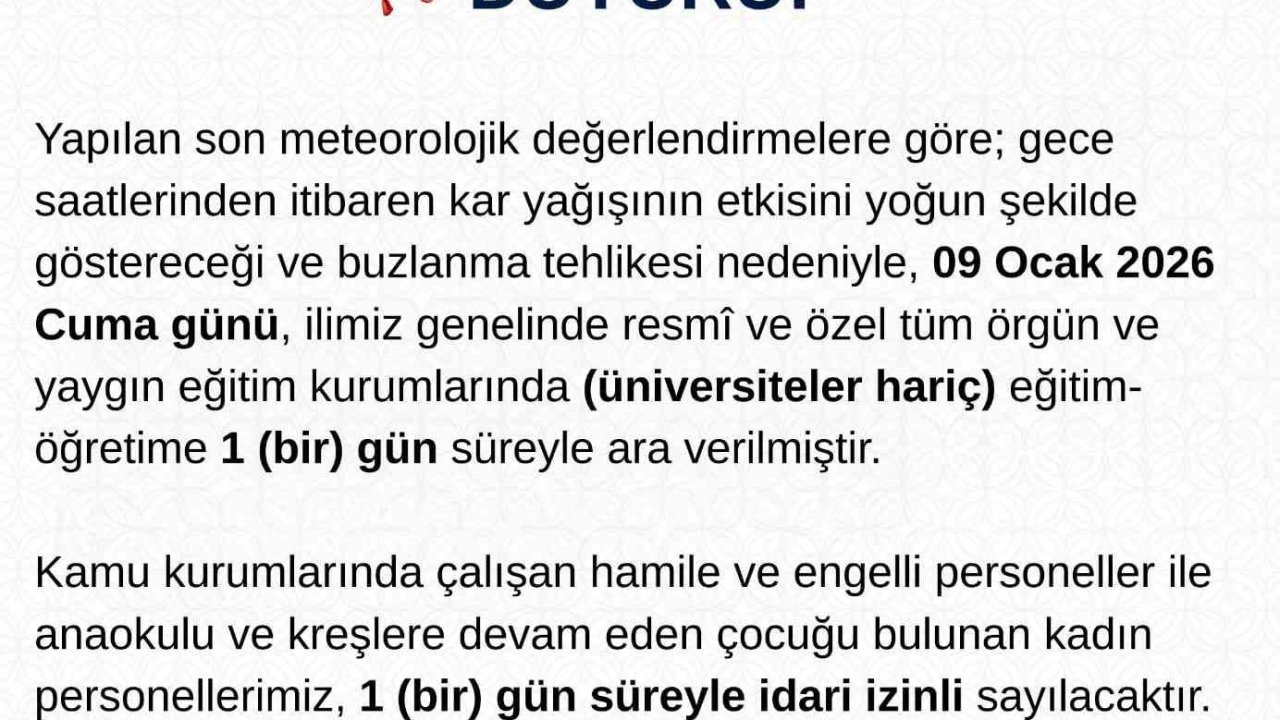 Tunceli’de eğitime 1 gün ara