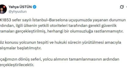 Türk Hava Yolları İletişim Başkanı Yahya Üstün: "Herhangi bir olumsuzluğa rastlanmamıştır"