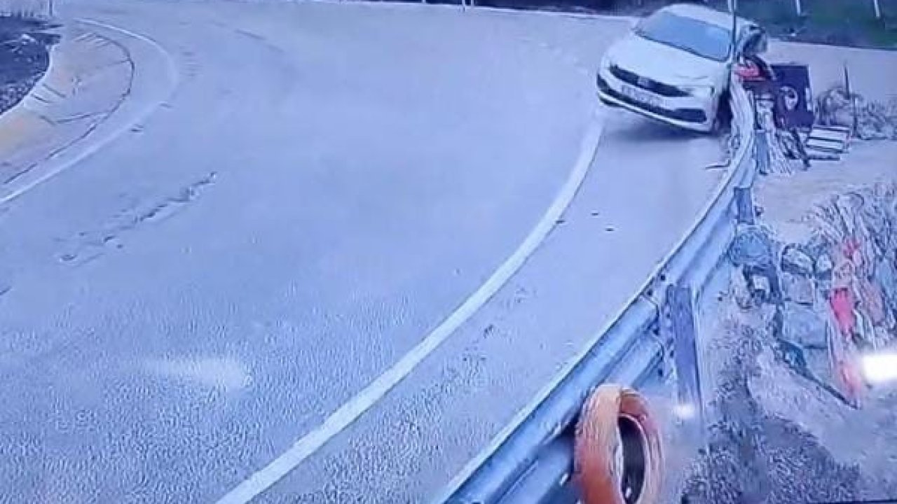 Uludağ yolunda kontrolden çıkan araç bariyerlere çarptı
