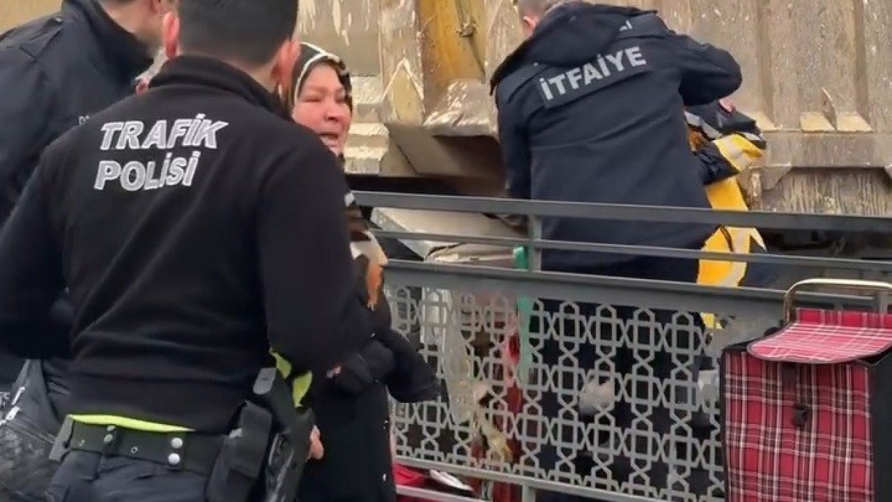 Yaya geçidinde kamyonun çarptığı kadın yaralandı, vatandaşlar sürücüye saldırdı