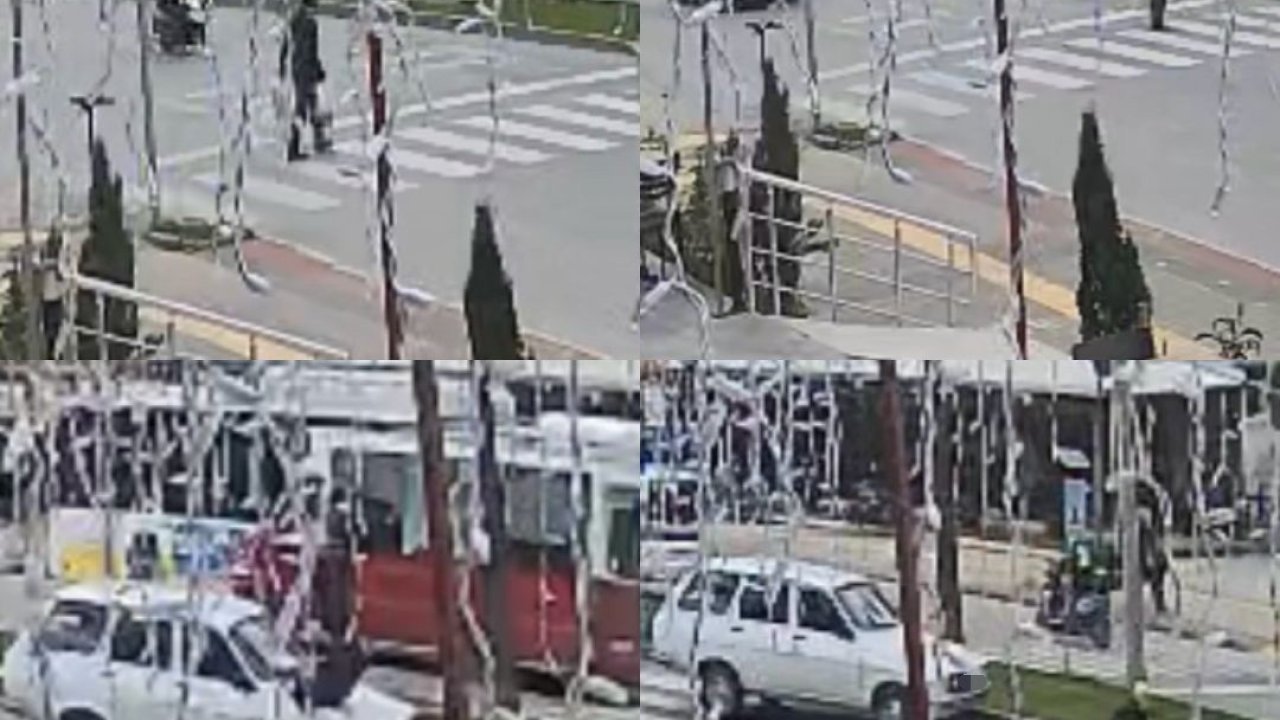 Yaya geçidinden geçerken otomobil çarptı: O anlar kamerada