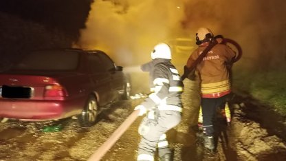 Yayladağı’nda otomobil yangını