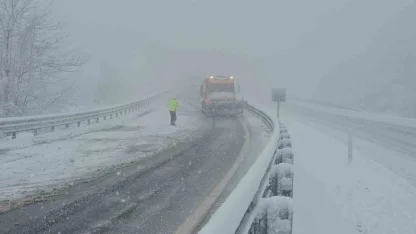 Zonguldak-Ereğli yolunda sürücülere kar engeli