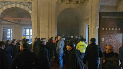 4 yıl aradan sonra Selimiye Camii’nde ilk namazda yangın