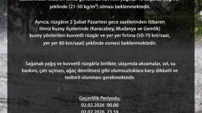 Bursa genelinde kuvvetli sağanak bekleniyor