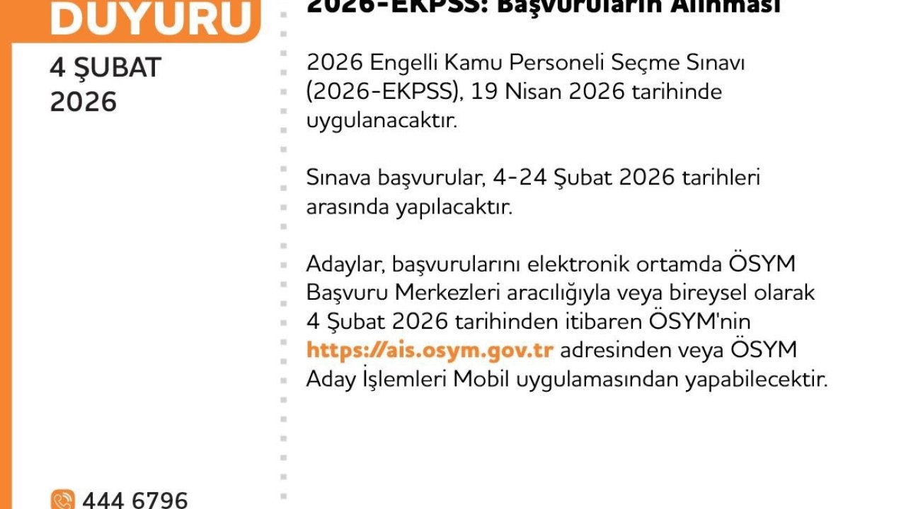 EKPSS 19 Nisan’da yapılacak