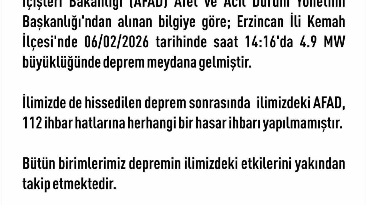 Elazığ Valiliği’nden deprem açıklaması