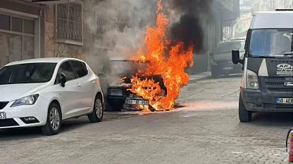 Nevşehir’de park halindeki otomobil yandı