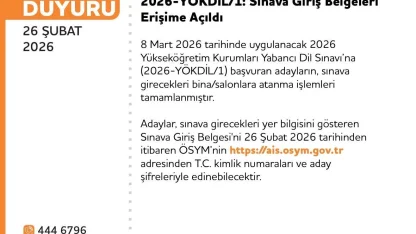 YÖKDİL’e giriş belgeleri erişime açıldı