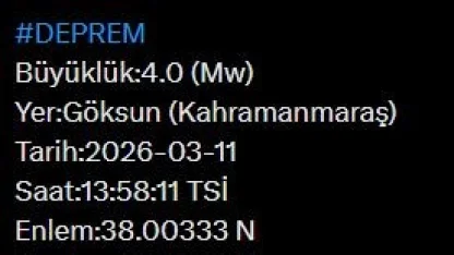AFAD duyurdu: Kahramanmaraş’ta 4 büyüklüğünde deprem