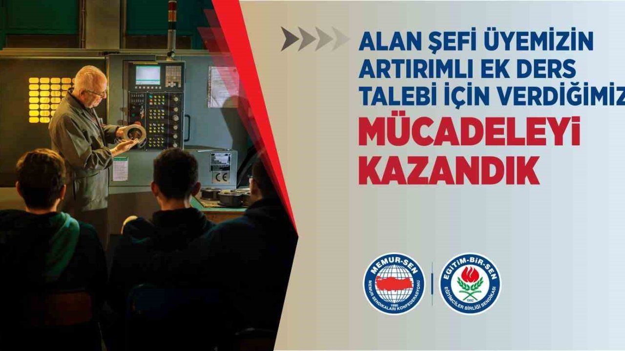 Alan şefi öğretmen artırımlı ek ders mücadelesini kazandı