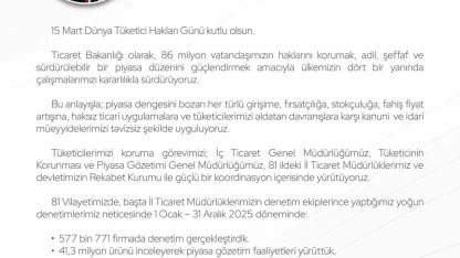 Bakan Bolat’tan Dünya Tüketici Hakları Günü mesajı