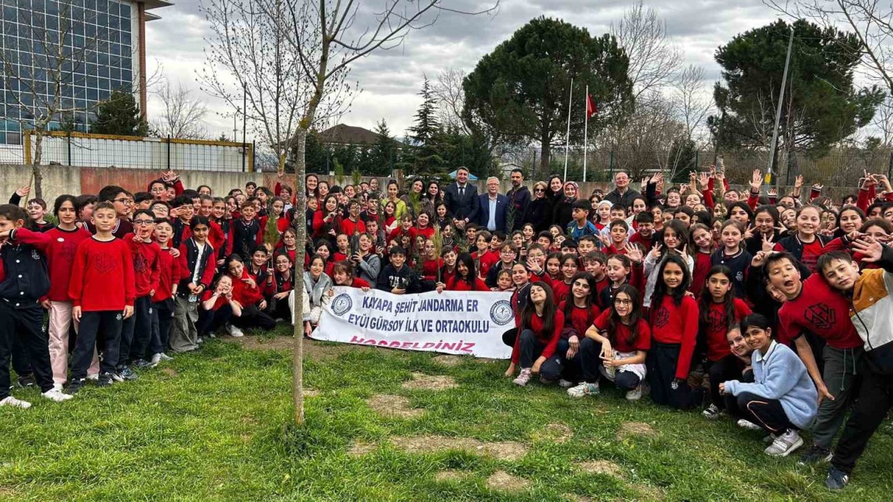 Bursa’da ilköğretim öğrencileri selvi fidanı diktiler