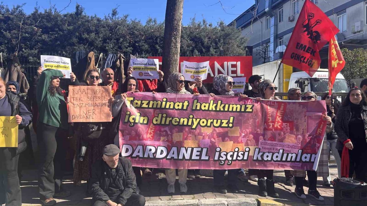 Dardanel’in kadın işçileri eylemde: Taksite bölünen tazminatlar aylardır ödenmedi