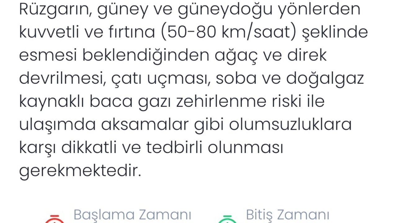 Denizli için kuvvetli rüzgar ve fırtına uyarısı yapıldı