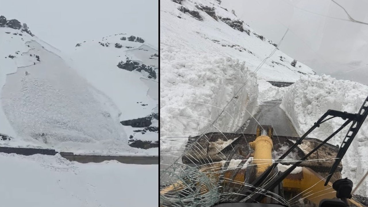Hakkari’de düşen çığ görüntülendi