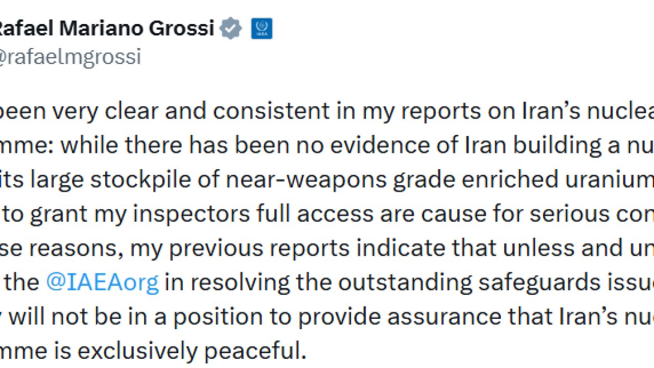UAEA Başkanı Grossi, İran’ın nükleer bomba ürettiğine dair bir kanıtın bulunmadığını yineledi