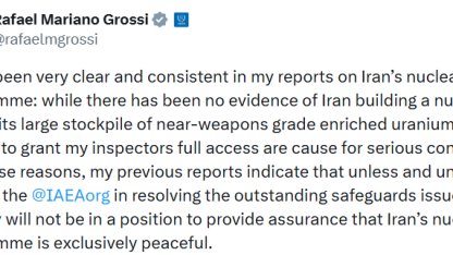 UAEA Başkanı Grossi, İran’ın nükleer bomba ürettiğine dair bir kanıtın bulunmadığını yineledi