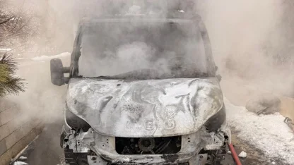 Van’da park halindeki kamyonet yandı