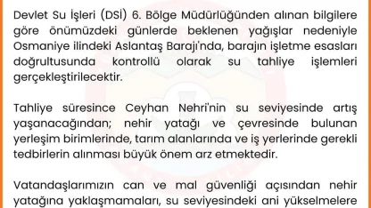 Adana Valiliğinden taşkın uyarısı