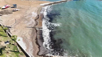 Alanya’da sahildeki siyah tabaka önce  tedirgin etti, gerçek sonradan ortaya çıktı