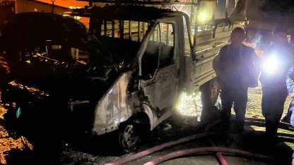 Alevlere teslim olan kamyonet kullanılmaz hale geldi