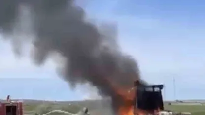 Alevlere teslim olan tır küle döndü
