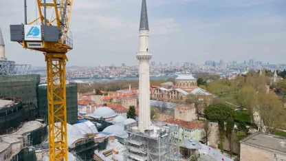 Ayasofya’nın kuzeydoğu minaresinde restorasyon tamamlandı