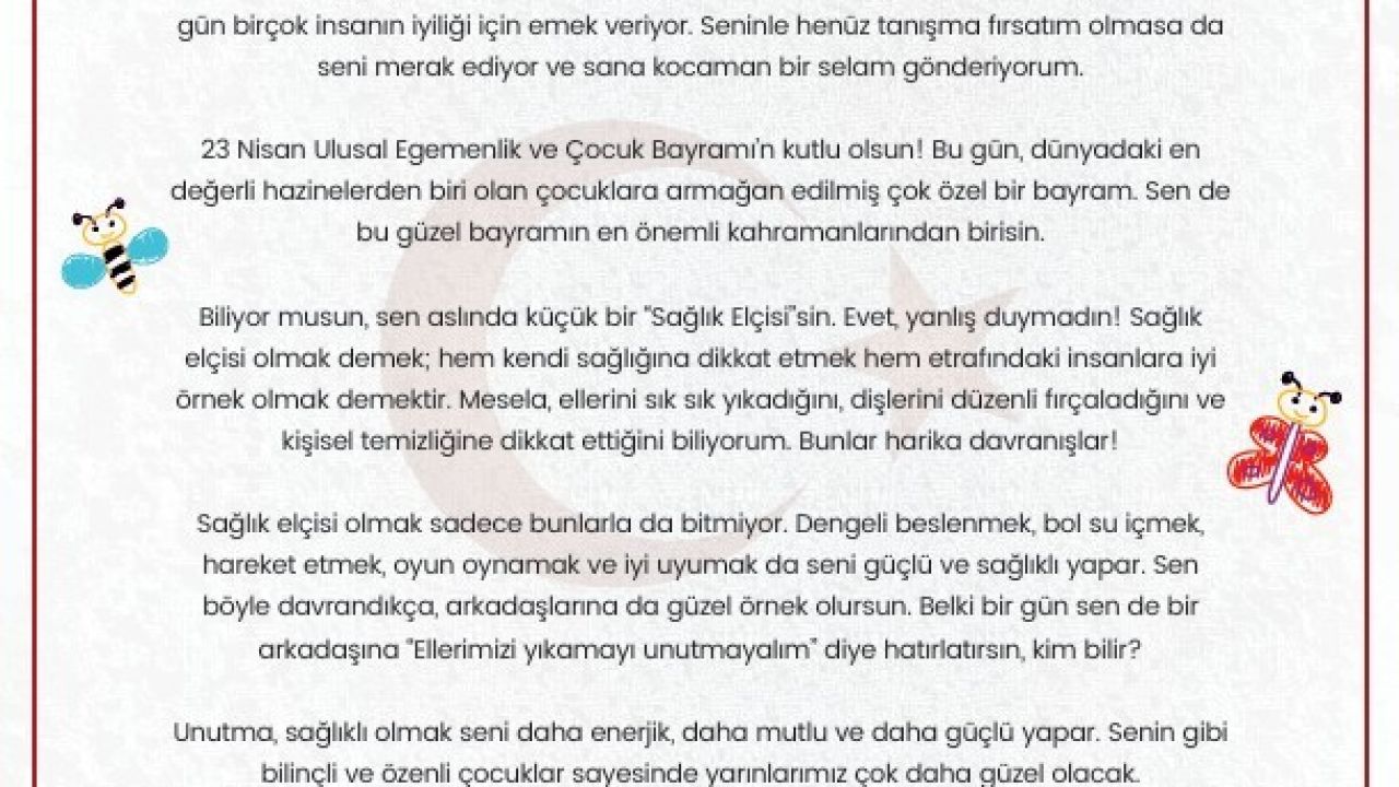 Bakan Memişoğlu, 2 bin 36 sağlık elçisine mektup gönderdi, 23 Nisan Ulusal Egemenlik ve Çocuk Bayramı’nı kutladı