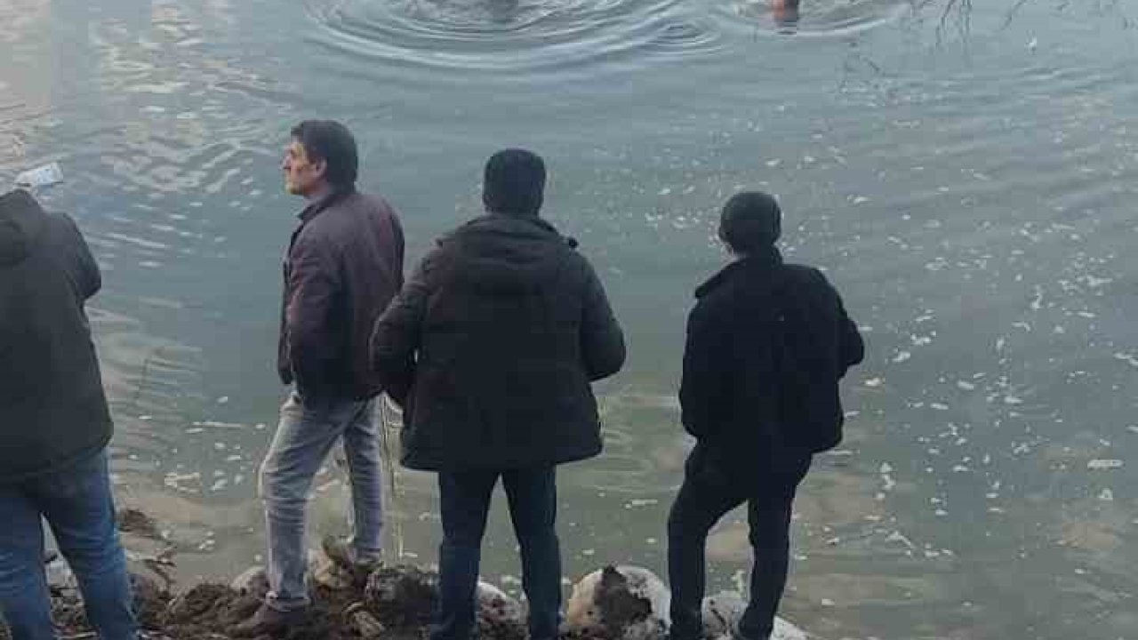 Baraj gölüne uçan otomobildeki sürücüyü ekipler kurtardı