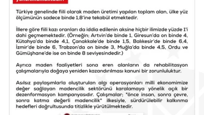 DMM’den Türkiye’deki arazi varlıklarının maden sahası olarak ruhsatlandırıldığı iddialarına yalanlama