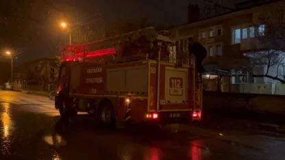 Erzincan’da mahsur kalan kedi itfaiye ekiplerince kurtarıldı