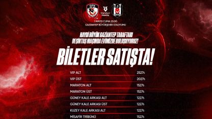 Gaziantep FK - Beşiktaş maçı biletleri satışa çıktı