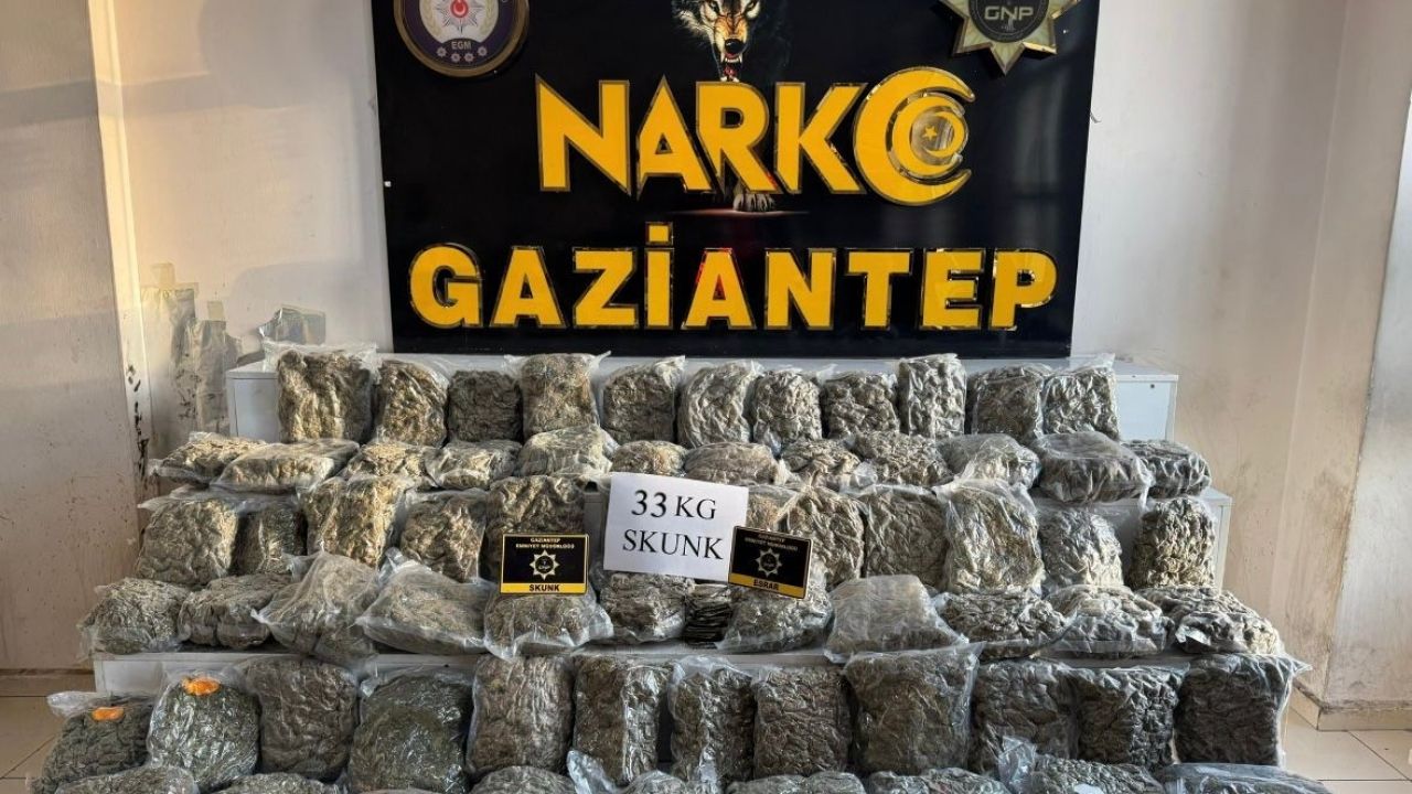 Gaziantep’te 34 kilo uyuşturucu ele geçirildi: 1 tutuklama