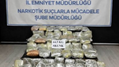 Hakkari’de 64,5 kilogram skunk ele geçirildi