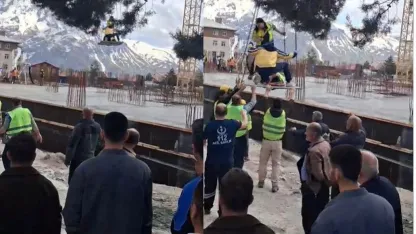 Kafasına pompa borusu düşen işçi yaralandı