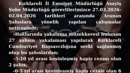 Kırklareli’nde aranan 8 kişi yakalandı