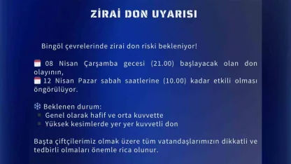 Meteoroloji’den Bingöl için zirai don uyarısı