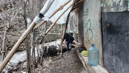 Sel sularından korunmak için odun ve çalılarla önlem aldı
