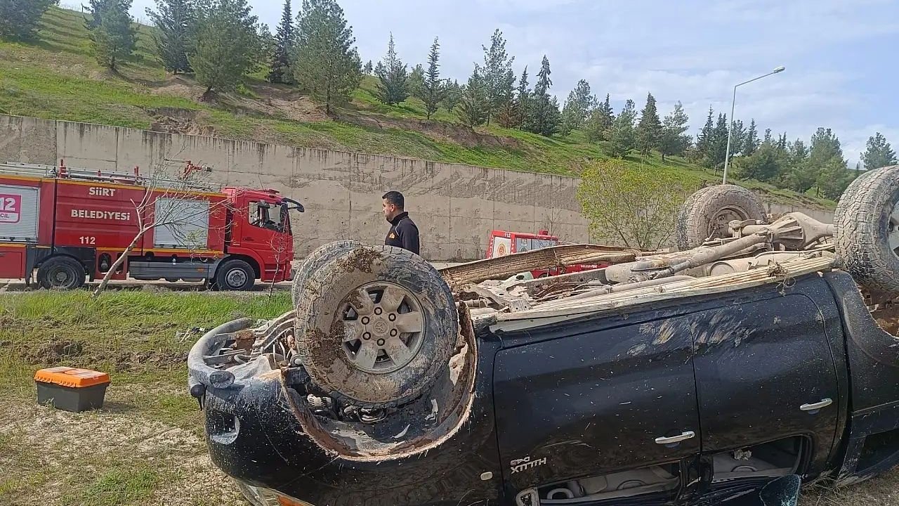 Siirt’te kontrolden çıkan araç takla attı: 1 yaralı