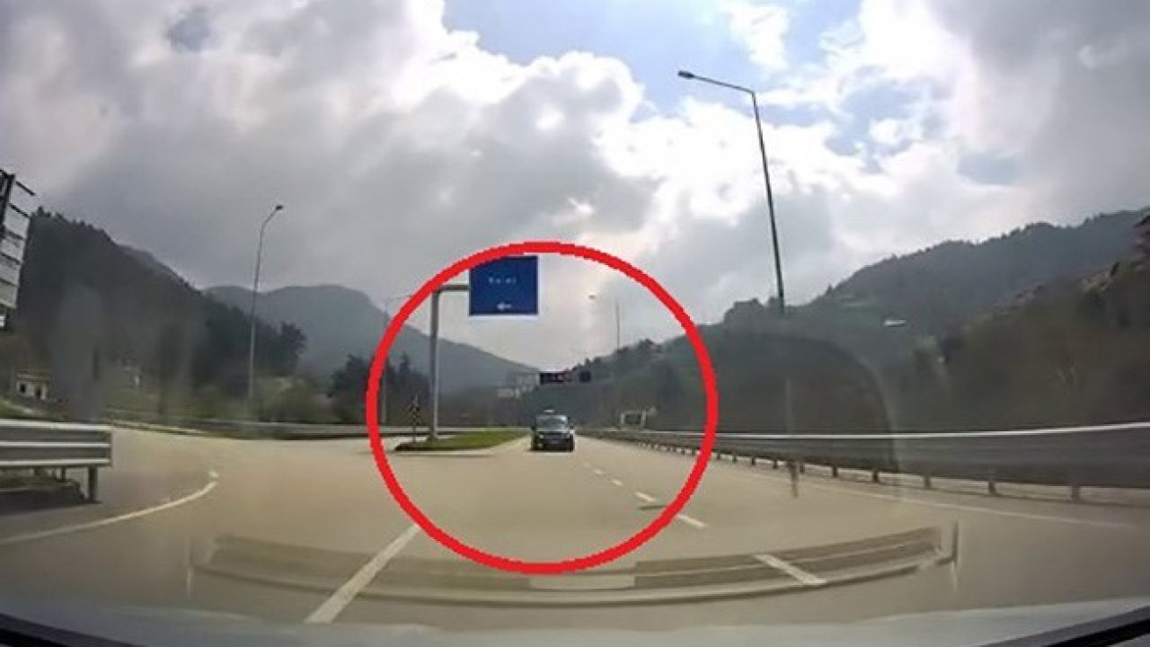 Ters yönden gelen araç faciayı böyle teğet geçti