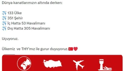 THY, 133 ülkede 358 havalimanına uçuş düzenliyor