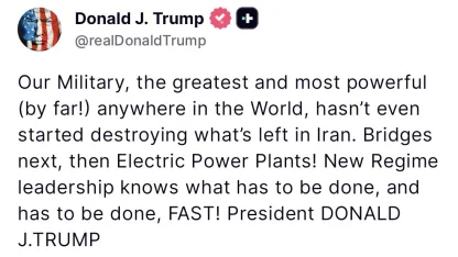 Trump’tan İran’a uyarı "Sırada köprüler, ardından elektrik santralleri var"