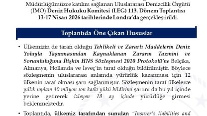 Uluslararası Denizcilik Örgütü Deniz Hukuku Komitesi’nin 113. Dönem Toplantısı Londra’da yapıldı