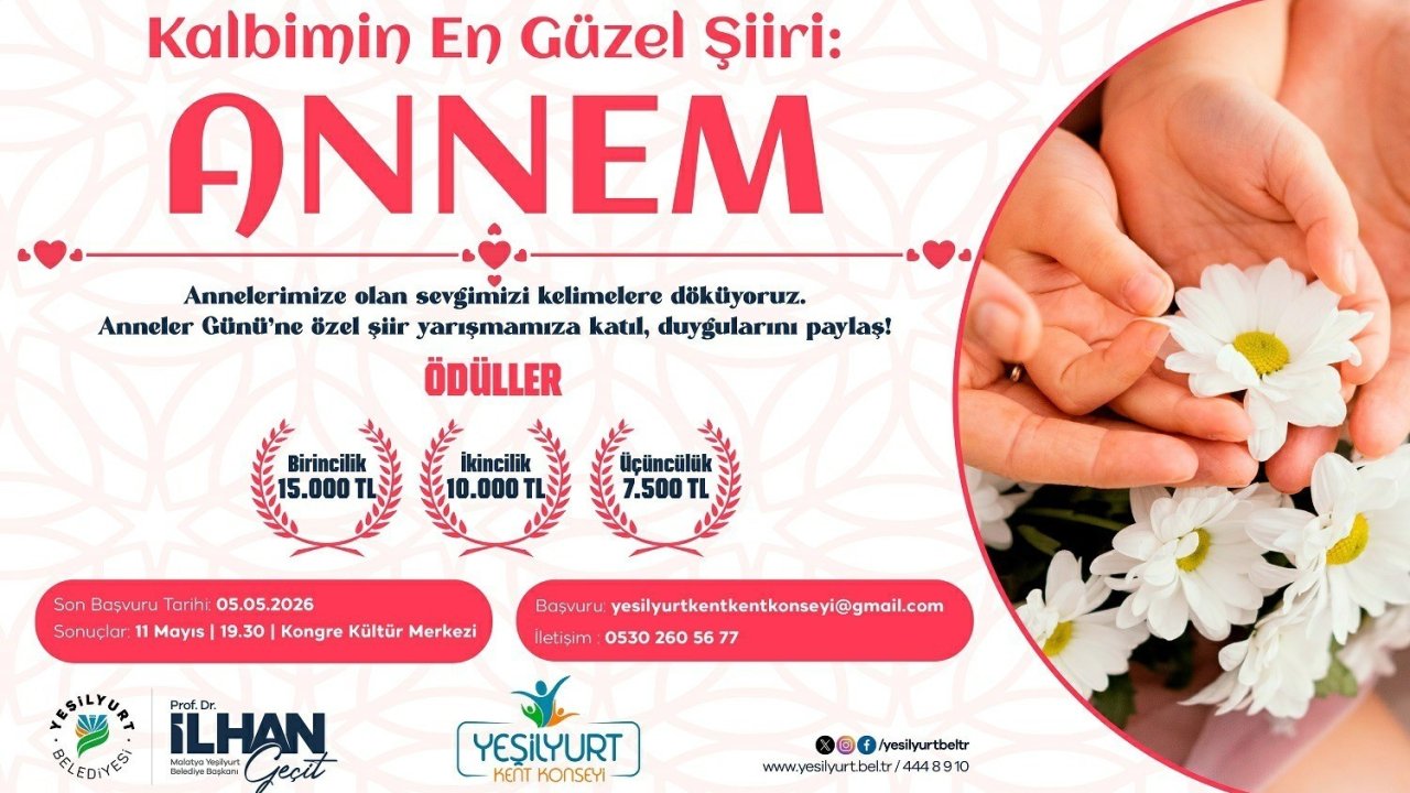 Yeşilyurt Belediyesi’nden "Kalbimin En Güzel Şiiri: Annem" şiir yarışması