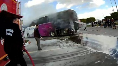 Yolcu otobüsünde çıkan yangın büyümeden söndürüldü