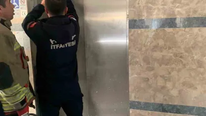 Asansör boşluğuna düşen yavru kediyi itfaiye kurtardı
