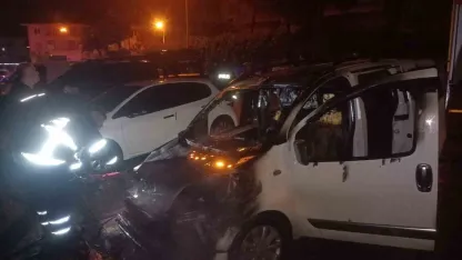 Batman’da park halindeki otomobil yandı